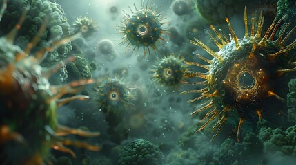 Poster - Vibrant Underwater Coral Reef Ecosystem Teeming with Mysterious and Captivating Marine Organisms