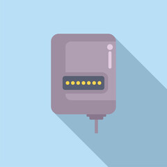 Wall Mural - Modern, simple vector illustration of a wallmounted ethernet socket with shadow on a blue background