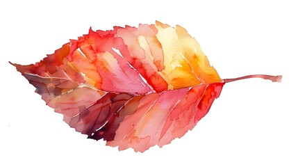 Poster - Vibrant Autumn Foliage in Watercolor on White Background