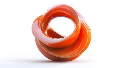 Aufkleber - Vibrant Swirling 3D Abstract Sculpture in Dynamic Looping Form Isolated on White Background