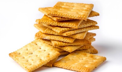 Close up the healthy whole wheat cracker on white background