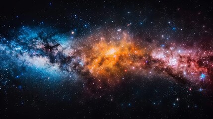 Wall Mural - A colorful galaxy with a blue and orange line