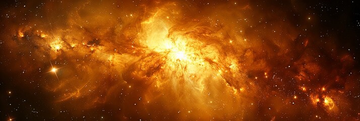 Wall Mural - A bright orange galaxy with many stars