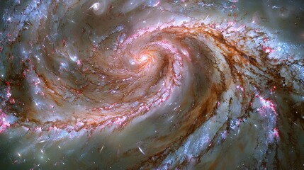 Wall Mural - A spiral galaxy with a bright orange center