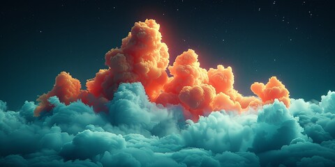 Wall Mural - A colorful cloud filled with orange and blue clouds