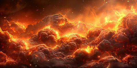 Wall Mural - a fiery sky with clouds and fire
