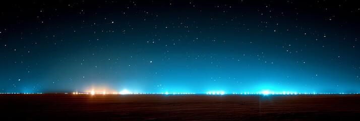 Wall Mural - A dark sky with a few stars and a bright blue line