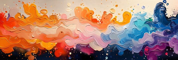 Wall Mural - Vibrant and Dynamic Explosion of Colorful Fluid Textures in Abstract Digital Painting