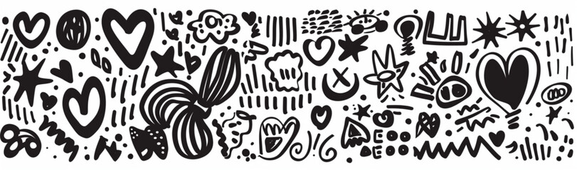 Wall Mural - 
Hand drawn doodle scribble lines set vector illustration in the style of vector illustration, white background