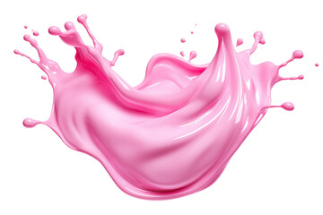 Sticker - Pink cream or yogurt splash. Cutout on transparent	