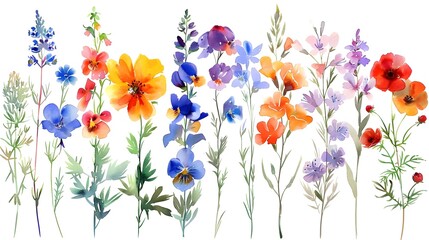 Aufkleber - Vibrant Floral Meadow with Blooming Wildflowers in Serene Natural Setting