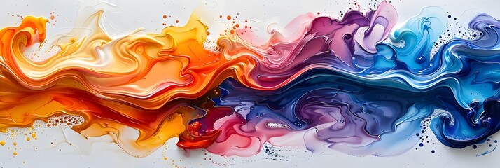 Aufkleber - Vibrant Fluid Explosion of Colorful Digital Art in Motion