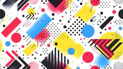 Aufkleber - Vibrant Geometric Shapes and Patterns in Striking Minimalist Composition