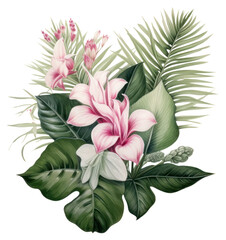 Wall Mural - PNG  Tropical leaves flower plant leaf. 
