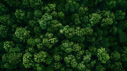 Wall Mural - aerial view of forestecosystem and healthy environment texture of green tree forest : generative ai