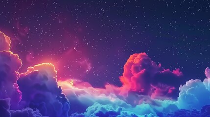Wall Mural - Breathtaking cosmic scene with colorful glowing clouds and twinkling stars, showcasing the beauty of the universe and the wonder of space.