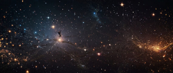 Wall Mural - Abstract light magic luxury background with stars cosmos on the black background