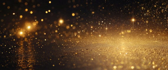 Wall Mural - Abstract light magic luxury background with stars cosmos on the gold background