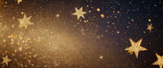 Wall Mural - Abstract light magic luxury background with stars cosmos on the gold background