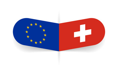 Wall Mural - EU and Switzerland flags. European Union and Swiss national symbols. Vector illustration.