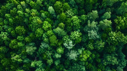 Poster - Aerial view of forestecosystem and healthy environment Texture of green tree forest : Generative AI