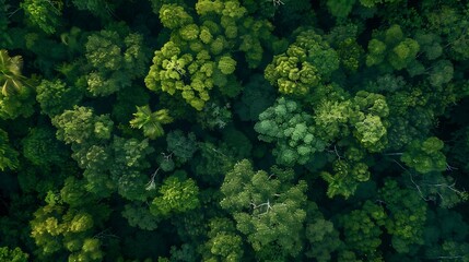Wall Mural - aerial top view forest tree rainforest ecosystem and healthy environment concept and background text