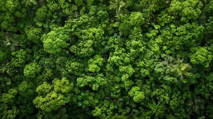 Wall Mural - aerial view of forestecosystem and healthy environment texture of green tree forest : generative ai
