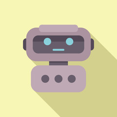 Canvas Print - Flat design illustration of a charming cartoon robot with a friendly demeanor, set against a soft pastel backdrop