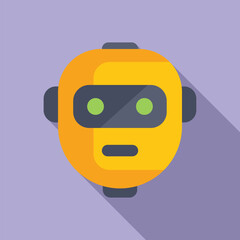 Poster - Colorful cartoon robot avatar with purple background flat design mascot illustration of a cute and friendly technology icon with artificial intelligence