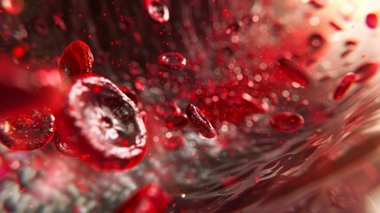 Wall Mural - A red liquid with red particles floating in it