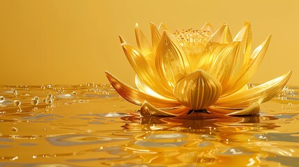 Poster - Digital technology golden three-dimensional lotus abstract graphic poster web page PPT background