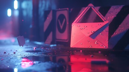 Leinwandbilder - Alert Email inbox and spam virus with warning caution for notification on internet letter security protect junk and trash mail and compromised information : Generative AI