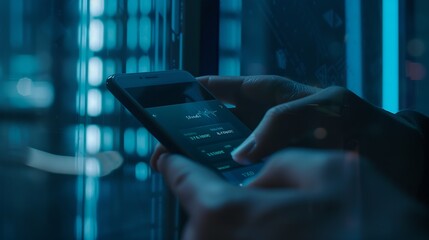Fototapete - cyber security and Security password login online concept  Hands typing and entering username and password of social media log in with smartphone to an online bank account data protect : Generative AI