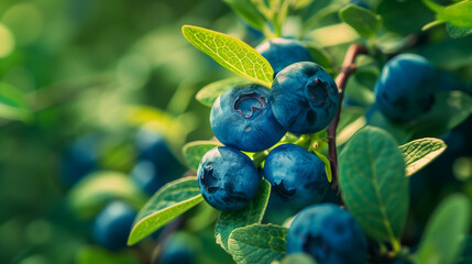 Wall Mural - Blueberries on a branch