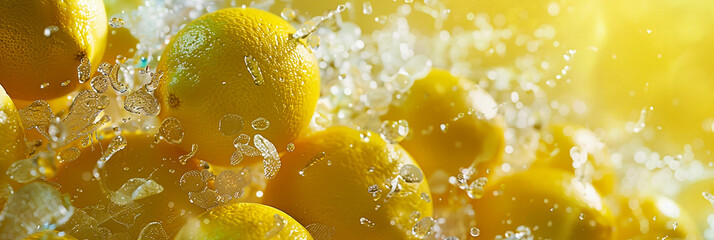 Pictures of multiple lemons surrounded by ice and splashes of water.