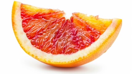 Wall Mural - A vibrant red blood orange slice isolated on a white background, showing full detail with a clipping path.

