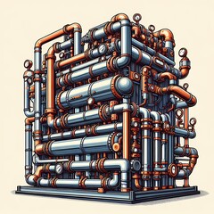 Wall Mural - Large industrial heat exchanger for operation at the petrochemical plant