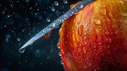 Wall Mural - A slice of orange with a fork in it