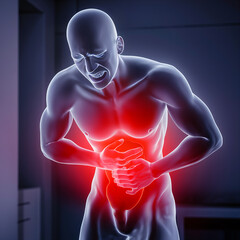 3D Render of Human Tummy Ache