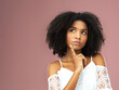 © peopleimages.com - Thinking, black woman and ideas for confused in studio with question, doubt and decision by problem solving for solution. African, female person and thoughtful with choice on pink background