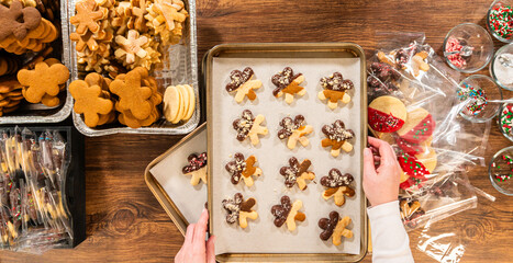 Canvas Print - Festive Cookie Packaging with Chocolate-Dipped Christmas Delights