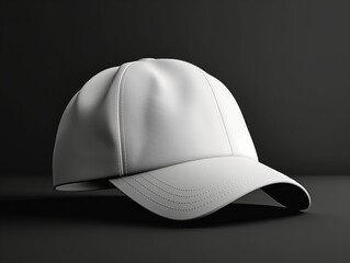 Wall Mural - Mockup of a blank white cap against a black backdrop