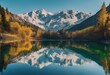 © Wirestock - AI-generated illustration of Mountains reflected in water on a clear day with yellowing trees