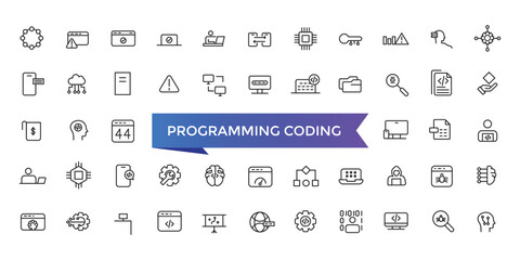 Wall Mural - programming coding icon collection. software development icon collection. programmer and developer s