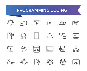 Wall Mural - programming coding icon collection. software development icon collection. programmer and developer s