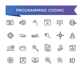 Wall Mural - programming coding icon collection. software development icon collection. programmer and developer s