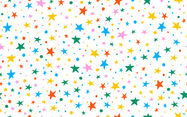 hand drawn colorful sprinkle seamless pattern stars white background color confetti vector texture i