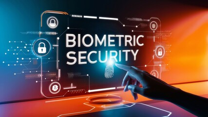 Wall Mural - A focus on digital security and biometric authentication