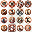 © vector_master - Forbidden Road traffic sign Lettering Typeface. AI generated illustration
