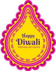 Sticker - Creative banner or poster design with brush stroke effect on purple background for Festival of Lights, Happy Diwali celebration.